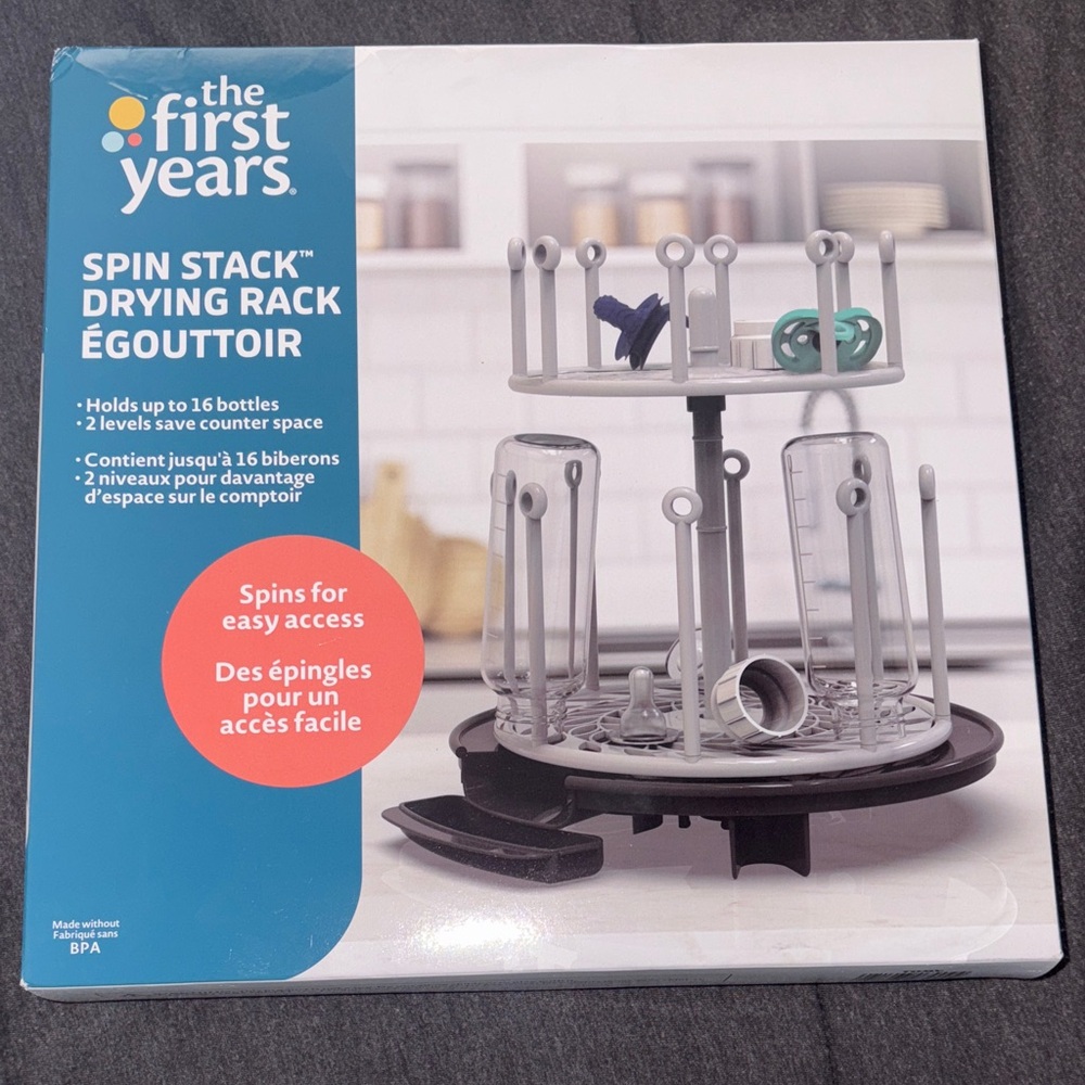The First Years Spin Stack Drying Rack - Gray